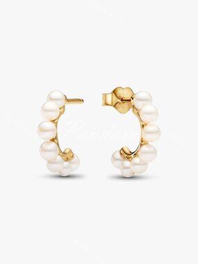 Pandora Treated Freshwater Cultured Pearls Open Hoop Earrings